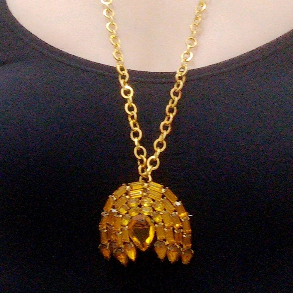 Vintage Amber Crystal Necklace, Earrings & Bracelet - Picture 7 of 8
